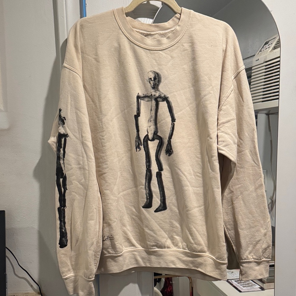Kurt Cobain Cream Skeleton Print Crewneck